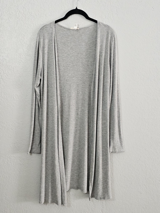 Rae Republic Sweaters - Rae Republic Lightweight Open-Front Ribbed Cardigan Womens Medium Gray